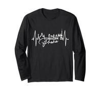 Praga Skyline Battito del Cuore Repubblica Ceca Amo Praha Maglia a Manica