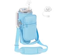 PRAGATISM Borsa portabottiglie con custodia per bicchiere Stanley da 850,5 g, con manico, tasca porta bottiglia in neoprene con tracolla regolabile da 1,2 m, custodia per bottiglie per accessori