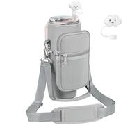PRAGATISM Borsa portabottiglie con custodia per bicchiere Stanley da 880,5 g, con manico, in neoprene, con tracolla regolabile da 1,2 m, custodia per bottiglie per accessori Stanley Cup (grigio)