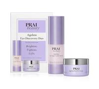 PRAI Beauty Ageless Eye Discovery Duo, Eye Tight Uplift Serum (10ml) e Ageless Eye D-Crease Cream (10ml) Crema occhi antietà e siero occhi per rughe, trattamento occhiaie per un aspetto più giovane