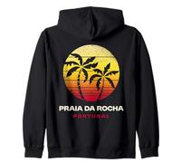 Praia da Rocha Portogallo Retro Palm Tramonto Spiaggia Tropicale Felpa con Cappuccio