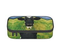 Prairie Cow - Astuccio per cancelleria di grande capacità, con cerniera, per ragazzi, ragazze, studenti, scuola, Nero , Taglia unica, Valigia