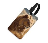 Prairie Lion - Etichette per bagagli per valigie, con scudo per la privacy, borsa da viaggio, targhetta identificativa, per uomini e donne, zaino, stile nero
