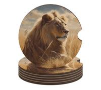 Prairie Lion - Sottobicchieri per auto, 6 pezzi, antiscivolo, universali, per portabicchieri, set di accessori per interni dell'auto, unisex