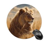 Prairie Lion Tappetino per mouse rotondo, scorrevole, per gaming, ad alta densità, portatile, comodo, per scrivania, casa, ufficio, 19 x 20 cm