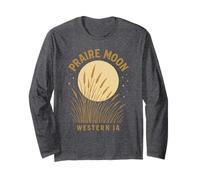 Prairie Moon Camicia Western Iowa Retro Grass Moon Scene Maglia a Manica
