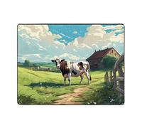 Prairie - Tappeto con mucca, decorazione per soggiorno, morbido, lavabile, per camera da letto, 150 x 122 cm, per interni, camera da letto e soggiorno