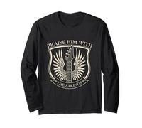 Praise Him with The Strings Christian Guitar Psalm 150:4 Maglia a Manica