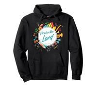 Praise The Lord - Psalm 150:6 Christian Church Worship Color Felpa con Cappuccio
