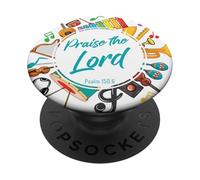 Praise The LORD - Psalm 150:6 Christian Church Worship Color PopSockets PopGrip Adesivo