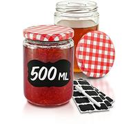 Praknu 12 Barattoli di Vetro per Conserve 500 ml - Con Etichette e Pennarello - Ermetici - Lavabili in Lavastoviglie - Ideali da Regalare
