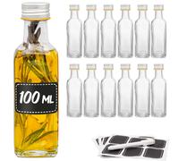Praknu 12 Bottiglie Vetro 100ml con Tappo a Vite - 12 Etichette e Penn 12x 100ml