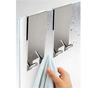 Praknu 2 Ganci Appendi Accappatoio Bagno - Box Doccia senza Forare Inox | Inox e imbottiti all'interno, per vetri di spessore 6-12 mm, si montano senza trapano, asciugamani sempre a portata di mano