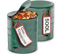 Praknu 2 Sacchi Giardinaggio 500 L con Coperchio - Sacco Foglie ed Erba | Extra resistenti con 4 maniglie, stabili e pieghevoli, capienza enorme, per erba tagliata e sfalci, accessori da giardino
