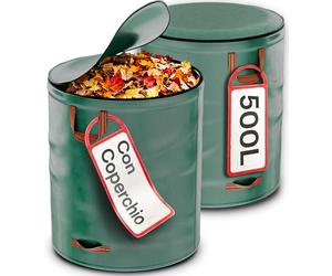 Praknu 2 Sacchi Giardinaggio 500 Litri con Coperchio a Zip - Sacchi Pieghevoli con 4 Maniglie Antistrappo - Sacco Giardino Raccogliere le Foglie - Sacco Erba Tagliata Giardino - Sacchi Giardino