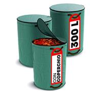 Praknu 3 Sacchi Giardinaggio Con Coperchio A Zip Da 300 Litri - Con 4 Maniglie Antistrappo - Pieghevole - Polipropilene Robusto