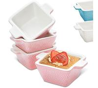 Praknu Piccole Pirofile in Ceramica Set di 4 - Rivestimento antiaderente - Per forno Lavabili - Lavastoviglie - Rosa