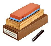 Praknu Pietra per Affilare 2-in-1 Affilacoltelli Cote 1000/6000 Grana Combinazione Affilacoltelli Professionale - con Stand Silicone Antiscivolo & Bambù