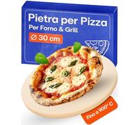 Praknu Pietra Refrattaria per Pizza da Forno Elettrico, Grill e Barbecue - Rotondo 30 cm Ø - Per un Impasto Croccante
