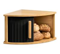 Praknu Portapane Legno Angolare con Sportello Scorrevole - Design Salvaspazio - Mantiene il Pane Fresco Più a Lungo - Montaggio Facile con Istruzioni (Noir)