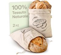 Praknu Set 2 Sacchetti per Pane in Lino 30x40 cm - Riutilizzabili Casa | Il pane resta fresco molto più a lungo, tessuto di lino spesso e senza plastica, lavabili a 30 gradi, per pane e brioches