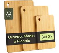 Praknu Set di 3 taglieri in legno - versatile e robusto - tagliere sostenibile FSC bambù per verdure, carne e pane - diverse dimensioni