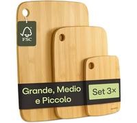 Praknu Set di 3 taglieri in legno - versatile e robusto - tagliere sostenibile FSC bambù per verdure, carne e pane - diverse dimensioni