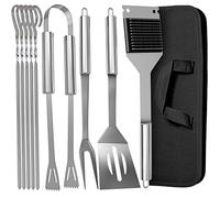 Praknu Set Utensili per Barbecue in Acciaio Inox - Kit con Valigetta BBQ | Resistono al calore e non ruggiscono, accessori robusti, valigetta per il trasporto, per grigliate in giardino e in campeggio