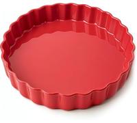 Praknu Stampo Crostata ø28 cm - Tortiera Resistente ai Tagli - Rivestimento Antiaderente - Teglia Crostata Facile da Pulire - Stampi per Dolci e Torte - Stampo Furbo in Ceramica (Rosso)