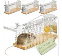 Praknu Trappola per Topi Vivi - 4 Pezzi - Rispettosa degli Animali - Riutilizzabile - Realizzata con Legno Sostenibile FSC® - Pronta all'Uso