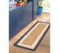 Prakriti Rugs - Tappeto indiano fatto a mano, in iuta naturale, colore: blu navy e bianco, per esterni, dimensioni 60 cm x 270 cm