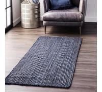 Prakriti Rugs - Tappeto indiano fatto a mano, in iuta naturale, colore: blu navy, per esterni, dimensioni 60 cm x 120 cm