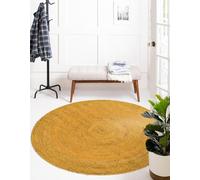 Prakriti Rugs - Tappeto indiano fatto a mano, in iuta naturale, colore giallo, per esterni, dimensioni 240 x 240 cm