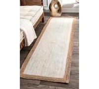 Prakriti Rugs - Tappeto indiano fatto a mano, interno in iuta naturale, colore bianco, per esterni, dimensioni 60 cm x 420 cm