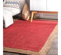 Prakriti Rugs - Tappeto indiano fatto a mano, interno in iuta naturale, colore rosso, per esterni, dimensioni 120 cm x 180 cm