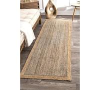 Prakriti Rugs - Tappeto indiano fatto a mano, interno in iuta naturale, grigio, per esterni, dimensioni 78 cm x 360 cm