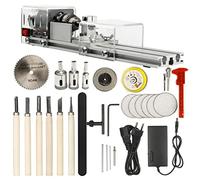 Prakti Mini tornio fai da te per la lavorazione del legno, fresatrice per levigatura, perline per lucidatura, set di utensili rotanti, spina europea