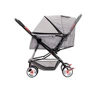 Pram Stroller Easy One-hand Fold, 4 Wheel Dog Strollers for Medium Small Dogs, Reversible Push Handle Pet Stroller Puppy & Kitten Carrier Extended Cockpit 25in(Gray a)