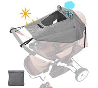 Pram Sun Shade con pista traspirante Finestra Sun Shade per Pram Offrofe Sun Shade Cover per Pram Universal Pram Parasol con finestra Blackout Grigio chiaro
