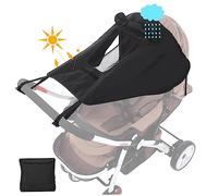 Pram Sun Shade con vista traspirante Finestra Sun Shade per Pram Offrofe Sun Shade Cover per Pram Universal Pram Parasol con finestra Blackout Nero
