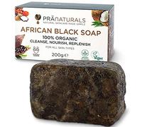 Pranaturals Sapone nero africano grezzo e 100% biologico, 200 g, eticamente realizzato a mano in Ghana, adatto per tutti i tipi di pelle, disintossicante e anti-invecchiamento, puro, naturale, vegano