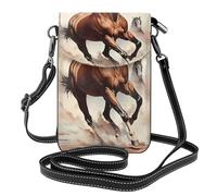 Prancing Brown Horse - Borsa a tracolla leggera multi tasca con chiusura magnetica, adatta per viaggi e uso quotidiano