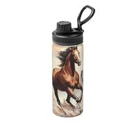 Prancing Brown Horse - Thermos sportivo da 510 g, in acciaio inox, adatto per ciclismo, palestra, basket, thermos all'aperto