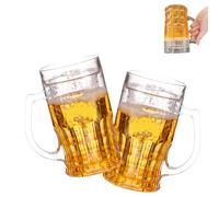 Prank Beer Mug, Funny Fake Beer Glasses, 400ml Double Layer Funny Be r Stein, Fake Double Fak Beers Mug with Mezzanine, Leak-Proof Insulated, for Bar Beverages, Prank and Parties (2Pcs)