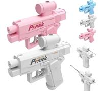 Prank Two-Way Water Gun, Prank Squirt Gun Can Spray from Front and Back, Reverse Water Guns, Prank Water Pistol, Creative Pranks Battle Toy Waters Guns Fight (Pink*White)