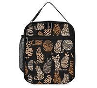 Pranzo al sacco isolato Animali selvatici Trama della pelle Gatto Piccola borsa per il pranzo Modello di gatti alla moda Termico riutilizzabile Pranzo da lavoro Borsa termica per uomo Donna Ufficio