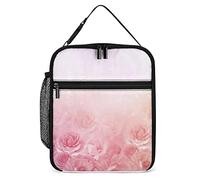 Pranzo al sacco isolato Borsa termica per il pranzo con fiori di rose bellissime Fiore bianco e rosa Contenitore per il pranzo riutilizzabile piccolo per uomini Donne Lavoro Ufficio Picnic Viaggi
