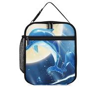 Pranzo al sacco isolato Simpatico delfino incandescente Borsa per il pranzo portatile Che salta Delfino Riutilizzabile Piccolo portapranzo per il lavoro Picnic Viaggi