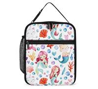 Pranzo al sacco isolato Sirene simpatiche Coralli e stelle marine Piccola borsa per il pranzo Bolle Stelle marine Coralli Termico riutilizzabile Pranzo da lavoro Borsa termica per uomo Donna Ufficio