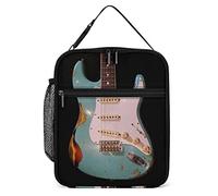 Pranzo al sacco per chitarra vintage Borsa per il pranzo riutilizzabile per uomo Donna Porta pranzo isolato in stile musicale piccolo per pic-nic di lavoro per adulti unisex